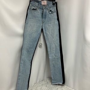 Revice Two-Tone Straight Leg Denim Jeans waist 25